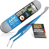 BluePet 2in1 Zeckenpinzette für Hunde, Katze, Pferd & Mensch - Edelstahl Zeckenzange mit Case I Zeckenhebel als Solider Zeckenentferner I Alternative zu Zeckenpinzette, Zeckendreher & Zeckenmittel