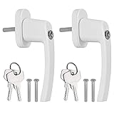 AUTOUTLET Fenstergriff Aluminium, 2 Stück abschließbar Sicherheitsfenstergriff Fensterschloss Kindersicherung mit Schloss in Stiftlänge 35mm, Gleichschließend Windows Balkontürgriff(weiß)