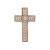 EDHAS Mangoholz, weißes Kreuz, geschnitztes Blumenmuster, Familien-Kreuz-Dekoration, Heimdekoration (25,4 x 15,2 x 1,3 cm)