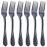 Seeshine Schwarzes Tafelgabel Set, 19,8 cm Edelstahl Schwarze Essgabeln, Besteck Gabeln 6 Stück, spülmaschinenfest