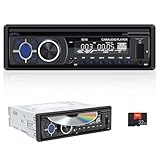 CAMECHO 1Din Autoradio mit CD DVD Player, Autoradio 1 DIN mit Bluetooth 5.1 Freisprechfunktion, Audio Empfänger mit AM/FM Radio, Fernbedienung, EQ, Smart Sync App +32GB TF+Anschluss