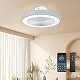 Depuley Leise Deckenventilator mit Beleuchtung und Fernbedienung: Lampe mit Ventilator und APP für Wohnzimmer Schlafzimmer Grau - LED Deckenlampe mit Ventilator Decke - Dimmbar Deckenleuchte