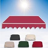 QSPNVFB Sonnenmarkise Ersatzstoff, Sonnenschutz Hof Markisentuch Ersatz Baldachin, Einziehbare Terrasse Klemmmarkise Baldachin Wasserdicht Ersatzbezug(Red,3 x 2m(9.8 x 6.5ft))