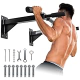 SPORTINATOR® Klimmzugstange inkl. Zubehör schwarz zur Wandmontage, Pull Up Bar fürs Homegym, für diverse Kraftsport Übungen geeignet, hochwertiger Edelstahl, Unisex, belastbar bis zu 150 Kg