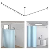 KULACO Duschvorhangstange L Form, Verstellbare Duschstange aus SUS304 Edelstahl, Duschvorhangschiene Ecke 100-120x100-190cm Duschstange inkl. 16 Duschvorhangringe für Badewanne & Dusche