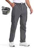 BondiTrekk Herren Zip Off Wanderhose, Arbeit Hosen Funktionshosen Outdoor Hosen für Herren mit 6 Taschen Elastische wasserdichte atmungsaktive Outdoorhose 3XL