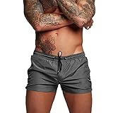 TMEOG Badehose für Herren Schnelltrocknend Badeshorts Kurz Herren Badehose Männer Schwimmhose Boxer Badepants Wassersport Kurze Hose Schwimmshorts mit Reissverschluss(Grau, L)