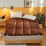 Superweiche Dreidimensionale Futonmatratze Aus Federsamt, Japanische Bodenmatte, Faltbare Matratze, Einzel- Und Doppelmatratze, Geeignet For Schlafzimmer, Boden, Sofa, Schlafsaal(Dark Brown,180*200cm)