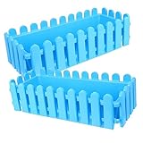 TOGEVAL 2Er-Box pflanzgefäße pflanzuntersetzter Balcony Flower Box pflanztröge blumentöpfe übertopf Weiden hängende Töpfe Pflanzkisten im freien Tor Plastik Pflanzgefäß aus Kunststoff Blue