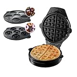 Russell Hobbs Multifunktionsgerät Rund 3-in-1 [Waffeleisen, Mini Cupcake, Mini Donut Maker) Fiesta Rot (spülmaschinengeeignete & antihaftbeschichtete Platten, 900W) 24620-56