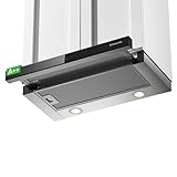 GASLAND BR60SS A++ Dunstabzugshaube 60 cm umluft breit, Glas-Front mit Sensor Touch einbau flachschirmhaube 566 m³/h mit CF176 Aktivkohlefilter, Integrierte Flach Leise Abluft Abzugshaube Edelstahl