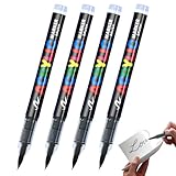 QOCUILC 4 Stück Textilfarbe schwarz, Textilstifte waschmaschinenfest, Stoffstifte waschmaschinenfest für T-Shirts Stoffmalstifte und stofftaschen zum bemalen