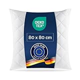 7dreams® Microfaser Kopfkissen gesteppt 80x80 cm | Allergiker geeignet, Öko-Tex Zertifiziert, Faserkugelfüllung, 1.000g Füllgewicht | Kochfest 95°C waschbar