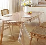 Générique Tischdecke aus flexiblem und transparentem Glas aus PE, wasserdicht und ölabweisend, für rechteckigen Esstisch.