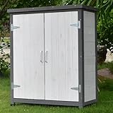 PEBFHSQW Garten Gartenschrank – Schuhregal Für Gartengeräte, Gartenschuhregal Für Terrasse, Balkon, Regenstiefel Und Schaufelhalter(GreyA)