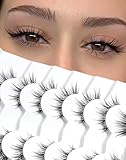 Natürliche Wimpern, die wie Extensions aussehen, Strip-Lashes, natürlicher Look, dünner Band, Wispy Wimpern 13mm Cat-Eye falsche Wimpern, Foxy Eye Wimpern 12 mm, 7 Paare S10
