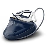 Tefal Pro Express Ultimate Dampfbügelstation, leistungsstarker 8-Bar-Druck, konstante Dampfabgabe 170 g/Min., Dampfstoß 590 g/Min., abnehmbarer Kalk-Kollektor, Dampfbügeleisen, weiß/blau, GV9720