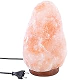 Lunartec Salzstein: Große Salzkristall-Lampe mit Echtholzständer, LED-Leuchtmittel, 5-7 kg (Salzlampen, Salzlampe LED, Wohnzimmerleuchten)