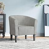 Makastle Relaxsessel mit Armlehnen, Clubsessel Cocktailsessel Polstersessel Loungesessel Bürosessel für Wohnzimmer Schlafzimmer, Hellgrau Samt