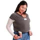 Sleepy Wrap Tragetuch Baby Neugeboren bis Kleinkind - Baumwoll Baby Tragetuch Neugeborene, Stilltuch für unterwegs, Einfach zu bindende Babytrage ab Geburt bis 15kg (Dunkelgrau)
