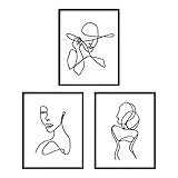 3-teiliges Poster, minimalistische Linienkunstdrucke, abstrakte Linie, Wandkunst, Poster, wasserdicht, schwarz-weiß, Gesichts-Zeichnung, Gemälde, Bilder-Aufhängeset für Schlafzimmer, Wohnzimmer, 20,3