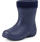 Ladeheid Gummistiefel Kinder federleichte und wasserdichte Eva Thermo Regenstiefel Gummistiefel gefüttert KL050 (Dunkelblau, 32 EU)