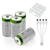 USB CR2 Lithium Ionen Aufladbare Akku, 3.7V 300mAh wiederaufladbarer batterien RCR2 CR15H270 15270 Akku, 1.5H Schnellladung, 1200 Zyklen mit Typ C Anschlusskabel, konstanter Ausgang, 4er-Pack