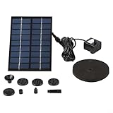 HomeVortex Solar Vogeltränke Brunnenpumpe mit 6 verstellbaren Düsen, 220L/H Wasserdurchflussmenge, schwimmendes Solarpanel, Wasserspiel für Garten, Teich, Pool, Aquarium, Outdoor-Dekoration