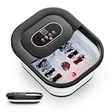 COMFIER Fußsprudelbad mit Massage und Heizfunktion | Faltbares Fußmassagegerät |Vibration & Sprudelfunktion |Timer|Pediküre Bimsstein|35℃-48℃|Fußbad mit 8 Shiatsu-Rollen (Schwarz)