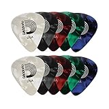 D'Addario Plektrum - Plektren Gitarre - Pearl Celluloid Guitar Picks - Gitarren Plektrum - 1CAP4-10 - Assorted, Medium - 10-Stück