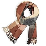 Glamexx24 Schal Damen Winter Kariert Fashion: Damen Winter Schal, Strickset Schal übergroßer Quadratisch Deckenschal Deckenschal Halstuch Streifen Muster Fransen Poncho