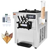 VEVOR Kommerzielle Eismaschine 18–28 L/h, 3 Geschmacksrichtungen, Italienische Eismaschine, 2 x 5,5 L Trichter, LCD-Panel, Automatische Vorkühlung, Reinigung, für Joghurt, Kaffee, Snackbar, Restaurant