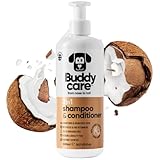 2in1 Hundeshampoo und Conditioner von Buddycare (500ml) - Praktisches Hundeshampoo langhaar und welpen Shampoo Mit Aloe Vera und Pro-Vitamin B5 Rückfettendes Shampoo Für Alle Hunderassen