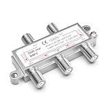 DUR-line SAT & BK-Verteiler - 4-Fach Splitter - voll geschirmt - Unicable & HD tauglich - für Sat-Anlagen DVB-S2 - BK, UKW, DC-Durchlass, TV Antennen