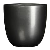 Blumenübertopf AVA aus Keramik Pflanztopf Blumentopf Keramiktopf Übertopf für Blumen (Anthrazit, H 13 cm - Ø 13,5 cm)