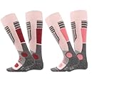 BestSale247 2 Paar Damen Skisocken Skistrumpf Funktionssocken für Wintersport mit Spezial-Polsterung (Pink Rosa, 35-38)