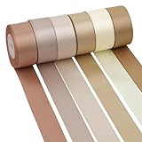 Satinband Gold 25mm x 9.14m - 6 Rollen Geschenkband Breit, Schleifenband Hochzeit Polyester Bänder, Bänder für Geburtstag DIY Geschenkverpackung Weihnachten Basteln Dekoband (Gold Serie)