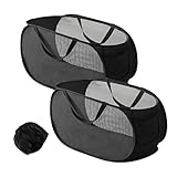 Trukafie Faltbarer Wäschekorb, 2 Stück Pop Up Wäschekorb, 36 x 36 x 58 cm Wäschekorb klappbar mit Griff, Collapsible Laundry Basket für Kinderzimmer Camping Und Reisen (Schwarz)