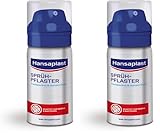 Hansaplast Sprühpflaster (32,5 ml), transparentes Pflasterspray für unsichtbaren Schutz, wasserfestes und atmungsaktives Pflaster für kleine Schnitt- und Schürfwunden (Packung mit 2)