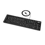 Amazon Basics Tastatur mit DE-Layout, flach, USB-kabelgebunden, mattschwarz