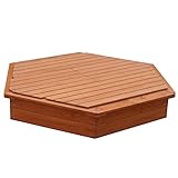 Großer sechseckiger Sandkasten aus Holz (mit Deckel).