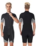 Lansru Herren Shorty Neoprenanzug, verbesserte 3mm Neoprenanzüge für Männer, Front-Vollreißverschluss-Design, UV-Schutz, geeignet zum Surfen, Schnorcheln, Tauchen, Schwimmen