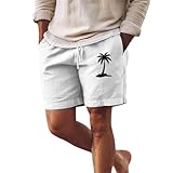 CUTeFiorino Männer Hose Kurz Freizeitshorts aus Baumwolle und Leinen für Herren, Sportshorts für Herren, modische Freizeitshorts, Strandurlaubsshorts, Strandshorts, Freizeitshorts (White, XXXXL)