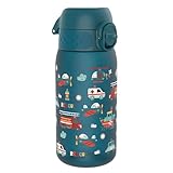 ION8 Kinder Trinkflasche, 350ml, Auslaufsicher, Einhandöffnung, Sichere Verriegelung, Spülmaschinenfest, BPA-frei, Tragegriff, Klappdeckel, Leicht zu Reinigen, Klimaneutral, Rettungsfahrzeuge, Design