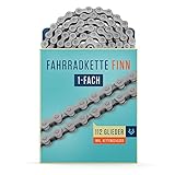 Alphatrail Fahrradkette Finn 1-fach Nabenschaltung & Singlespeed 112 Glieder I Kompatibel mit Shimano, SRAM, KMC, Connex I Inkl. Kettenschloss