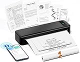TATTMUSE Thermodrucker A4, 300DPI Bluetooth Mobiler Drucker, Rechnungen, Lernen, Tragbarer Drucker Kompatibel mit Phone, Laptop, Monochromer Reisedrucker Nur Thermopapie, Schwarz