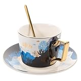 IMIKEYA 1 Satz Keramik Kaffeetasse und Untertasse Tasse mit Untertasse Milchkaffee-Tasse Porzellantasse Theta mit Untertasse Teetassen-Set Keramiktasse Milchbecher Keramik-Teebecher Blue