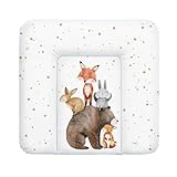 Ceba Baby® weiche Wickelauflage 75x72 cm - Baby Wickelunterlage - Wickeltischauflage für Junge und Mädchen - Wasserdicht, abwaschbar - OEKO-TEX® Standard 100 - Made in EU - Waldfreunde