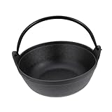 CLISPEED Gusseiserner Dutch Oven mit tragbarem Griff Antihaftbeschichteter Schmortopf für Outdoor Camping und Picknick Vielseitiger Hänge Topf für Zuhause und Grillfeuerstellen 19 cm
