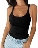 Imily Bela Tops für Damen Tank Top Sexy Oberteile Basic Schönes Schnitt Spaghetti Top Slim Fit Baumwolle（Schwarz，M）